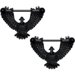 14G 1 1/16 Black Birdseye View Soaring Eagle Nipple Shield Set