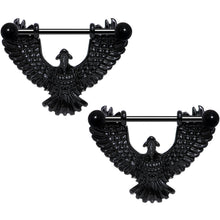 14G 1 1/16 Black Birdseye View Soaring Eagle Nipple Shield Set