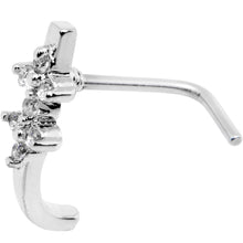 18G Clear CZ Bling Faux Hoop L Shaped Nose Ring