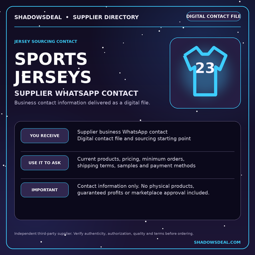 Sports jersey supplier WhatsApp contact digital file from ShadowsDeal