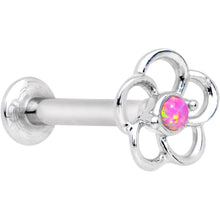 5/16 Pink Faux Opal Internally Threaded Hollow Flower Labret Monroe