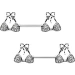 Clear Gem Summer Swimsuit Nipple Barbell Ring Set