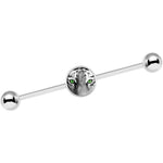 14G Black White Tiger Eyes Industrial Barbell 37mm