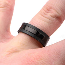 Mens Black IP Center Solid Carbon Fiber Stainless Steel Ring