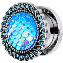 1/2 Aqua Gem Iridescent Blue Mermaid Scale Screw Fit Plug Set