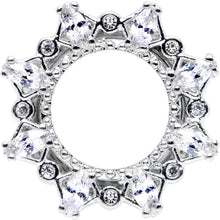 00G Clear Gem Flower Frame Screw Fit Tunnel Plug Set