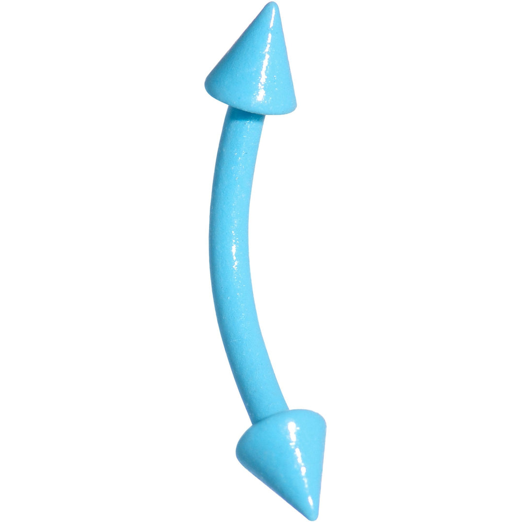 16G 3/8 Sky Blue Glow In The Dark Effect Cone Curved Eyebrow Ring