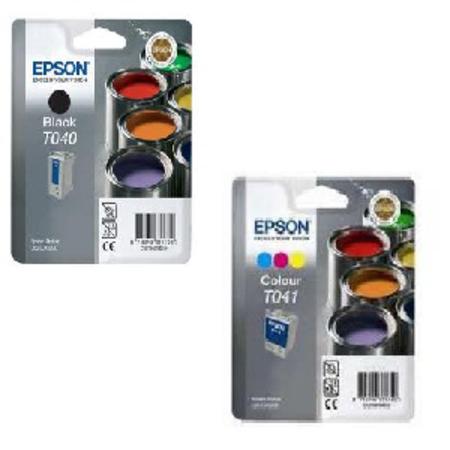New, Pre-Owned - Epson T040 Black T041 Color Ink Cartridges