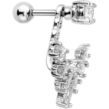 1/4 Clear Gem Darling Fan Dangle Cartilage Tragus Piercing