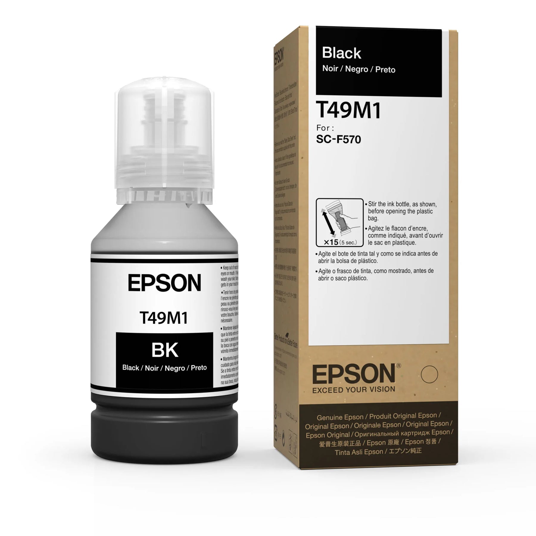New, Pre-Owned - Epson 140ml Black Ink Bottle, T49M120