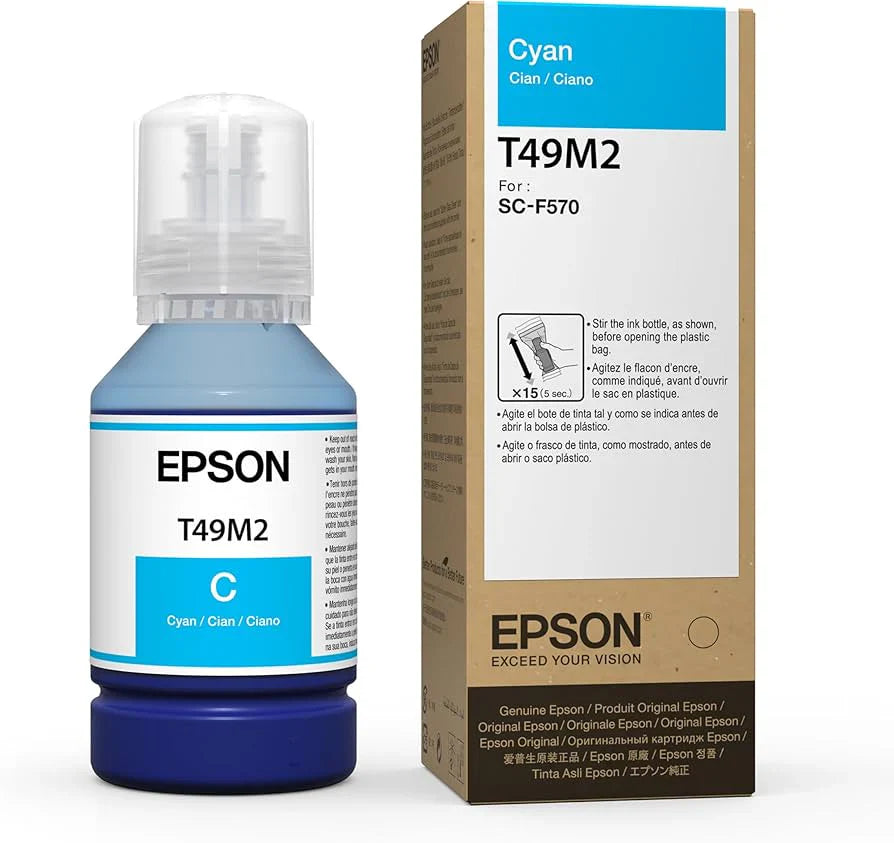 New, Pre-Owned - Epson 140ml Cyan Ink Bottle, T49M220