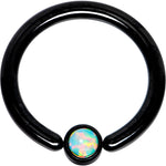 12G 1/2 White Faux Opal 4mm Disc Black IP BCR Captive Ring