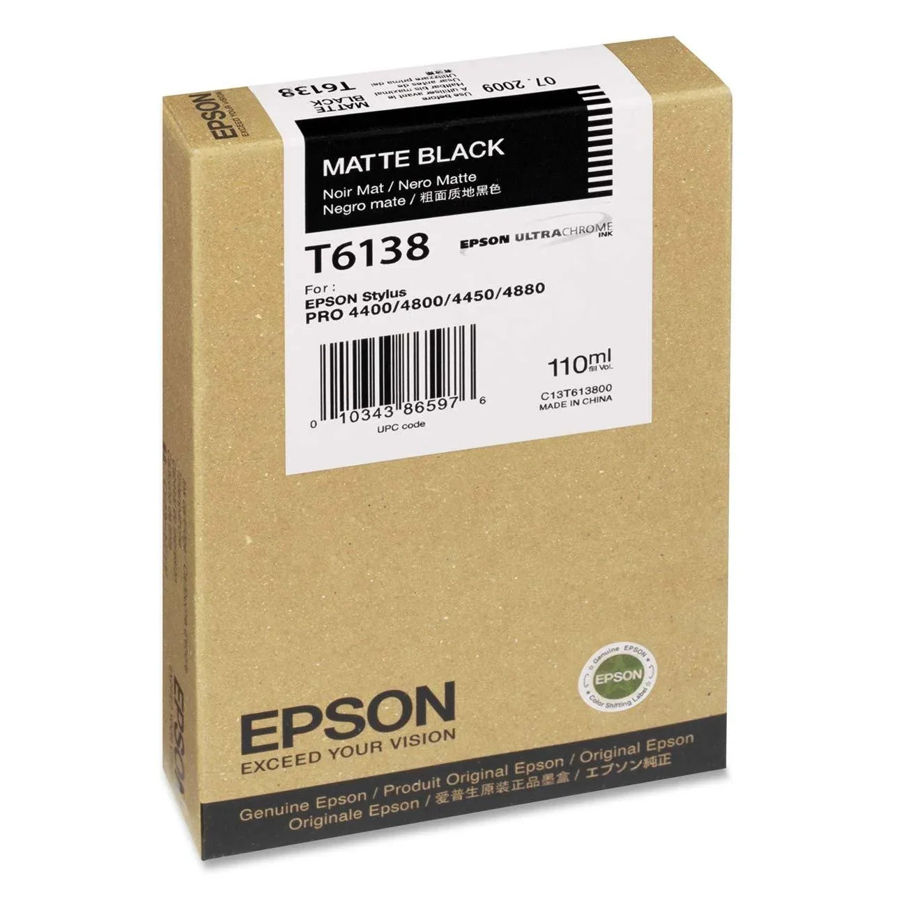 New, Pre-Owned - Epson 110ml Matte Black Inkjet Cartridge, T613800