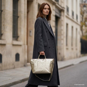 Italian Genuine Metallic Suede Top-Handle Bag | Padova
