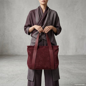 Italian Genuine Suede & Full-Grain Leather Tote Bag | Varese