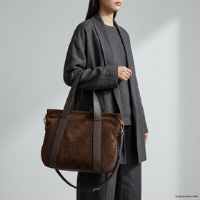 Italian Genuine Suede & Full-Grain Leather Tote Bag | Varese