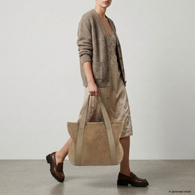 Italian Genuine Suede & Full-Grain Leather Tote Bag | Varese
