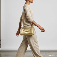 Italian Genuine Weave Metallic Suede Crossbody Bag 171522