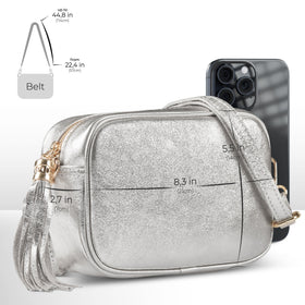 Italian Genuine Metallic Suede Crossbody Bag | Gubbio