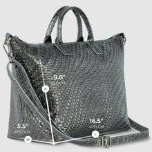 Italian Genuine Grid Metallic Suede Top-Handle Bag 112334
