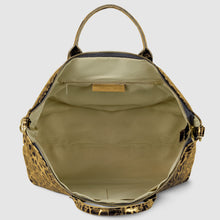 Italian Genuine Leopard-Print Metallic Suede Top-Handle Bag 112334