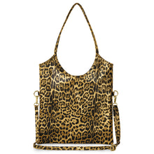Italian Genuine Leopard-Print Metallic Suede Tote Bag 191722