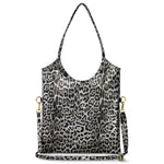 Italian Genuine Leopard-Print Metallic Suede Tote Bag 191722