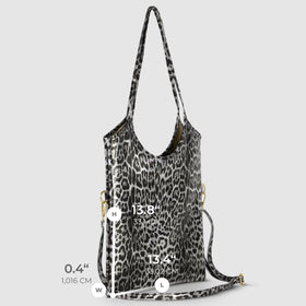 Italian Genuine Leopard-Print Metallic Suede Tote Bag | Catania