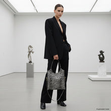 Italian Genuine Leopard-Print Metallic Suede Tote Bag 191722