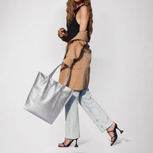 Italian Genuine Metallic Full-Grain Leather Tote Bag 201718