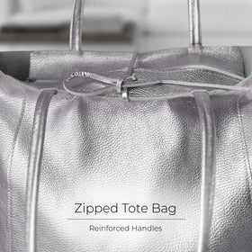 Italian Metallic Full-Grain Leather Tote Bag | Vinci