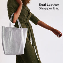 Italian Genuine Metallic Full-Grain Leather Tote Bag 201718