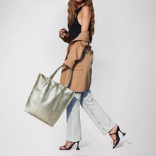 Italian Genuine Metallic Full-Grain Leather Tote Bag 201718