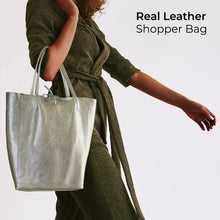 Italian Genuine Metallic Full-Grain Leather Tote Bag 201718