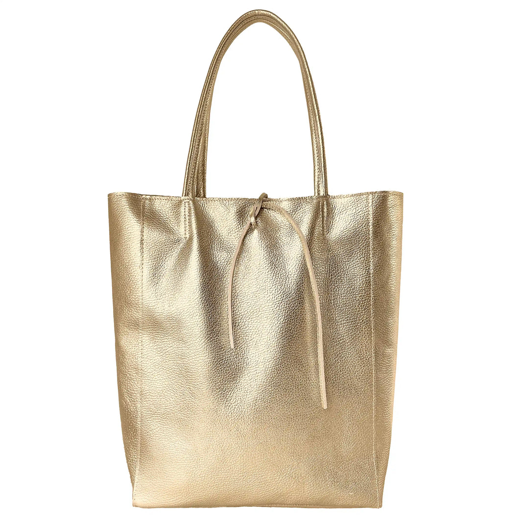 Italian Genuine Metallic Full-Grain Leather Tote Bag 201718