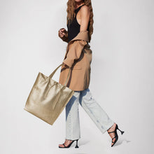 Italian Genuine Metallic Full-Grain Leather Tote Bag 201718