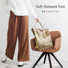Italian Genuine Metallic Full-Grain Leather Tote Bag 201718
