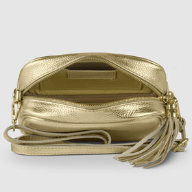 Italian Metallic Full-Grain Leather Crossbody Bag | Napoli
