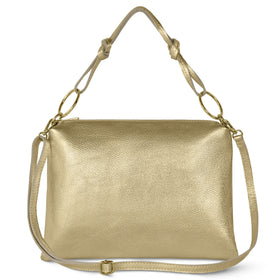 Italian Metallic Full-Grain Leather Shoulder Bag | Prato