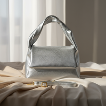 Italian Genuine Metallic Calf Leather Top-Handle Bag 262495