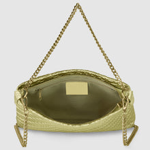 Italian Genuine Grid Metallic Suede Crossbody Bag 101315