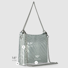 Italian Genuine Grid Metallic Suede Crossbody Bag 101315