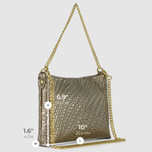 Italian Genuine Grid Metallic Suede Crossbody Bag 101315