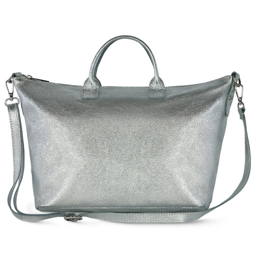 Italian Genuine Metallic Suede Top-Handle Bag | Padova