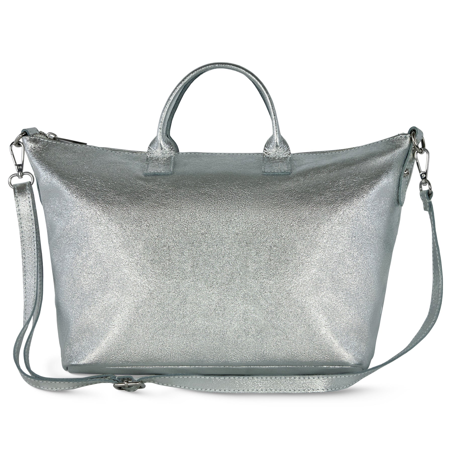 Italian Genuine Metallic Suede Top-Handle Bag | Padova
