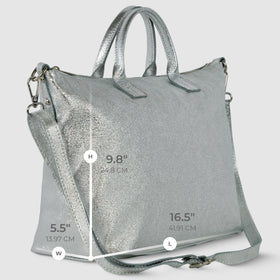 Italian Genuine Metallic Suede Top-Handle Bag | Padova
