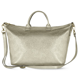 Italian Genuine Metallic Suede Top-Handle Bag | Padova