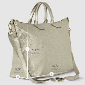 Italian Genuine Metallic Suede Top-Handle Bag | Padova