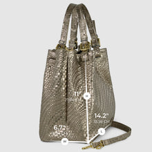 Italian Genuine Grid Metallic Suede Top-Handle Bag 112615