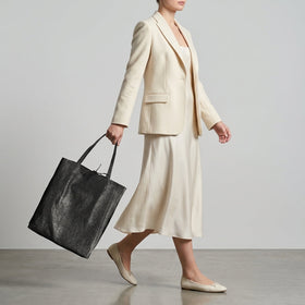 Italian Genuine Metallic Suede Tote Bag | Pisa
